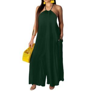 Women's Halter Wide Leg Jumpsuit Romper
